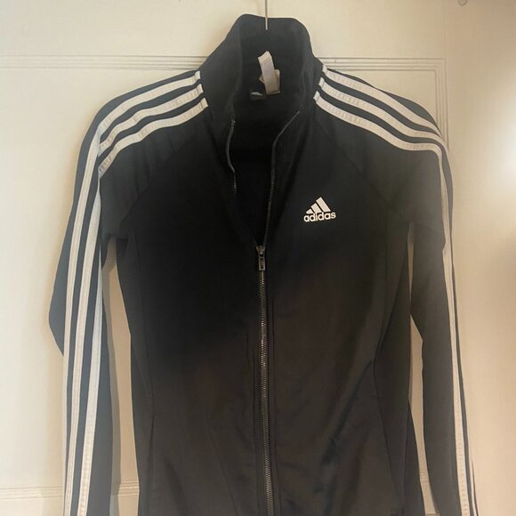 Adidas Tops - Black and White Adidas Classic Track Jacket - Size XS 4-6